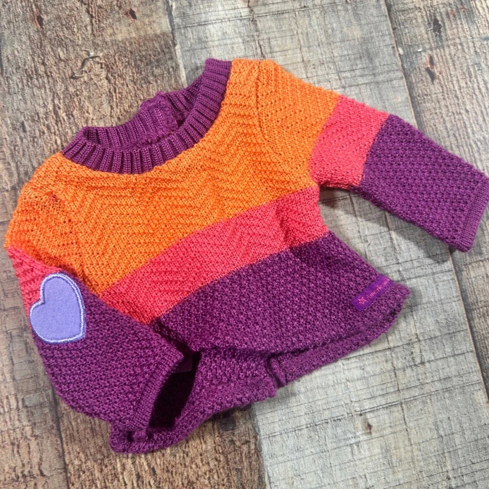 American Girl Doll Warm Winter Purple Orange Striped Sweater Winter Boots Outfit